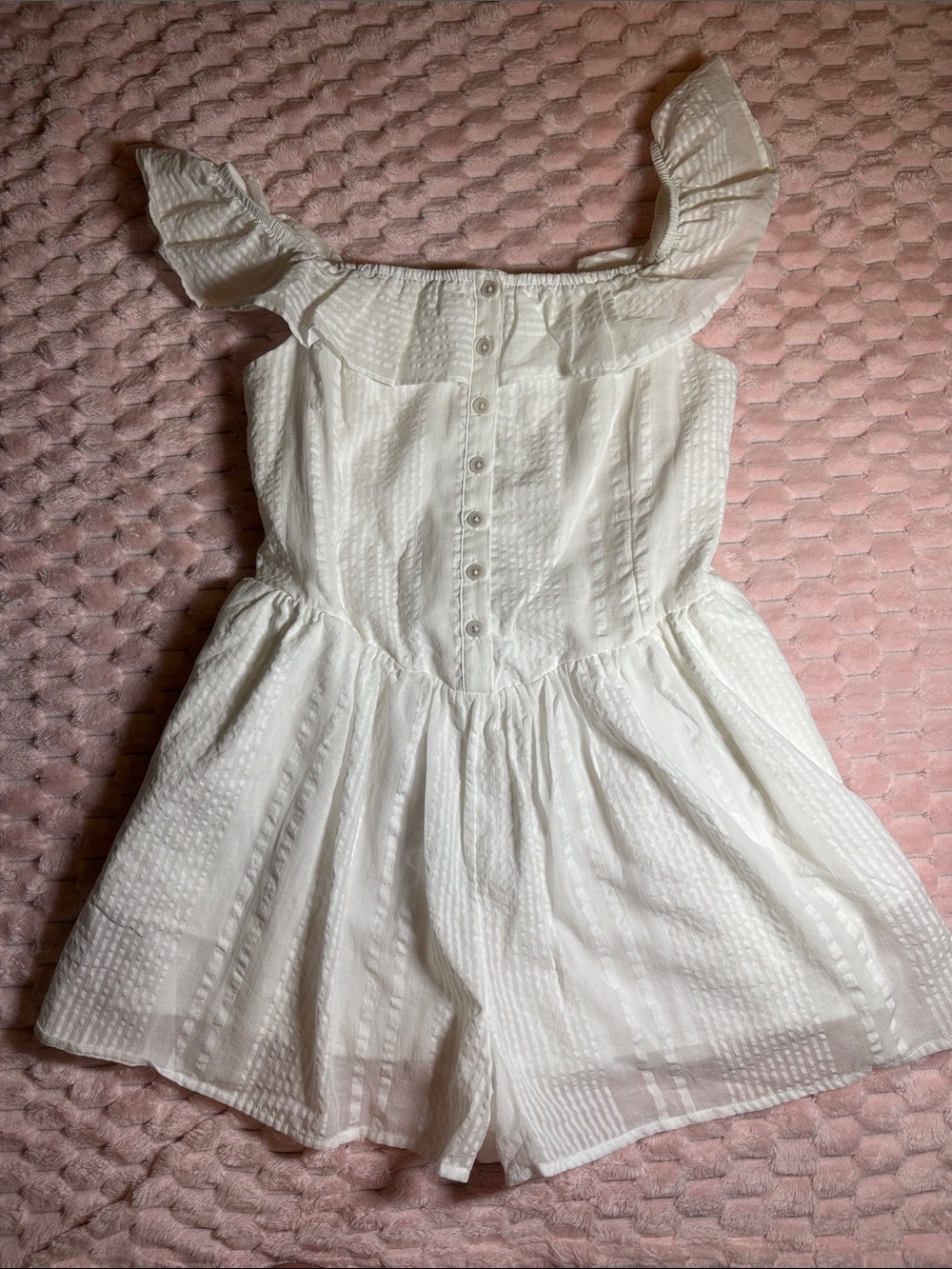 NWT Aerie White Textured Ruffle Romper